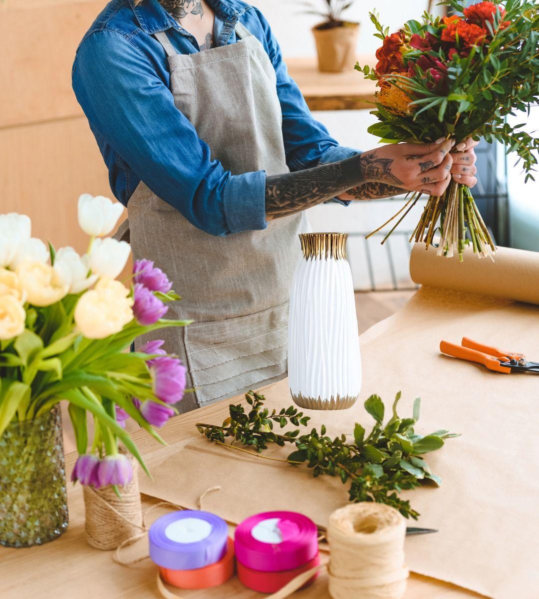 Florero Jarrón Cilíndrico Moderno hogar Decorativo 20cm Jhn-2