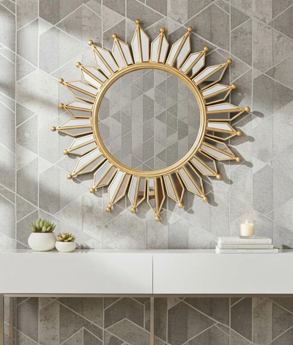 Espejo Decorativo Pared Rayos Sol Resistente Moderno Jhn-9