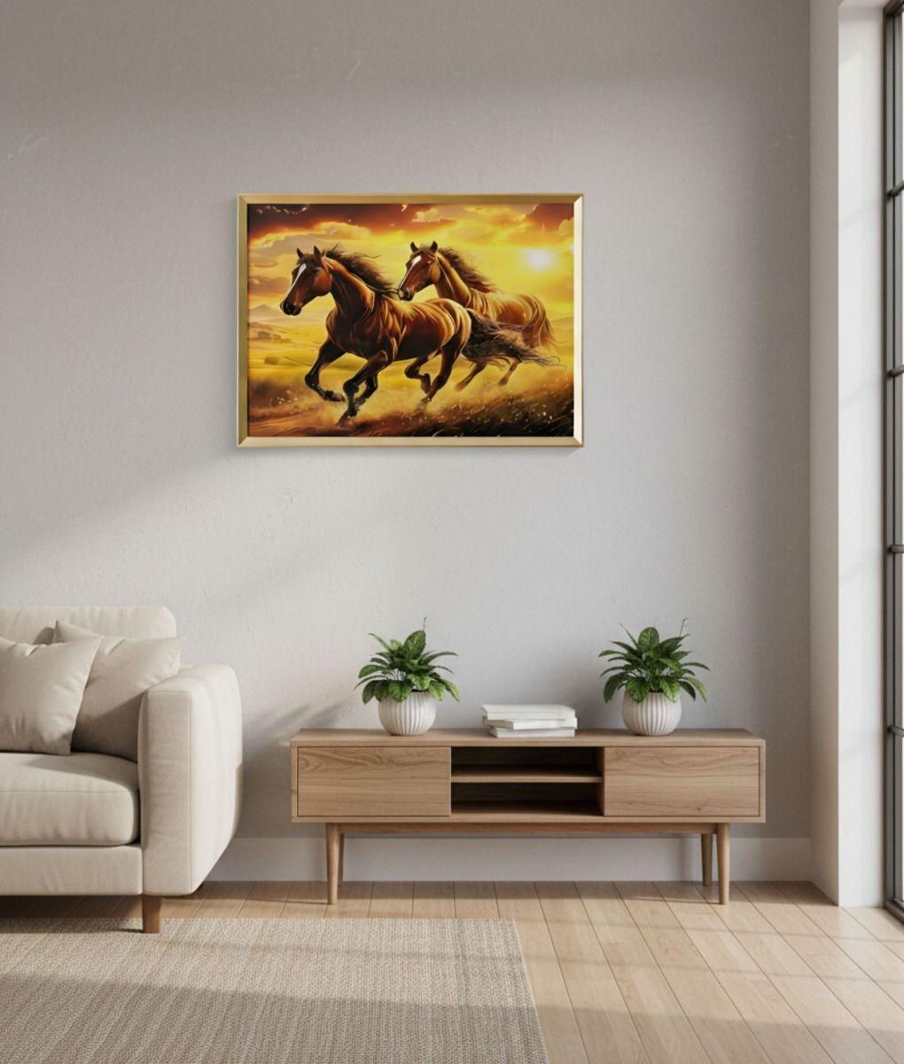 Cuadro Decorativo Escena Caballos Marco Adorno Hogar Jhn-8