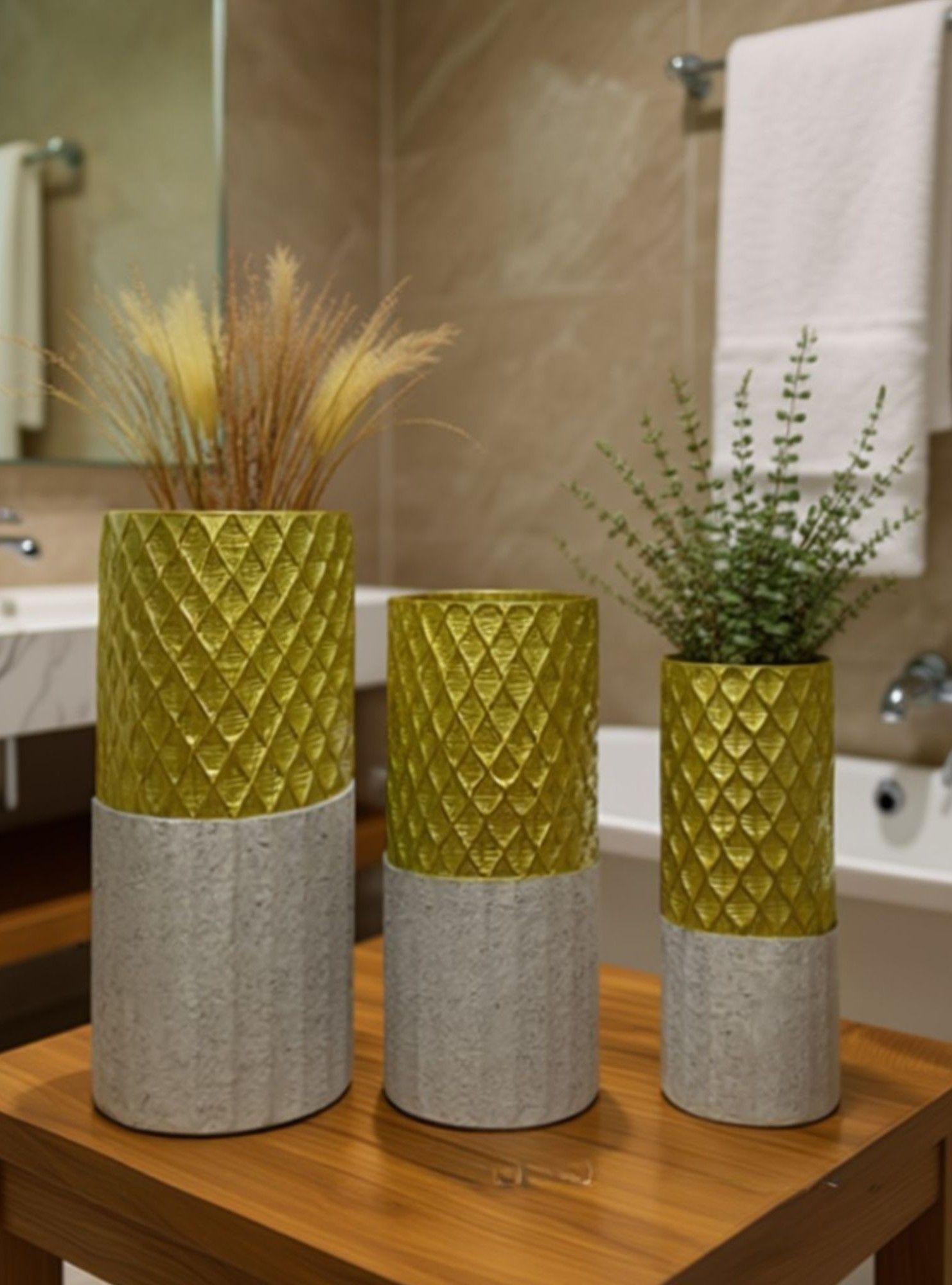 Set 3 Florero Decorativo Geométrico Contraste Textura Jhn-4