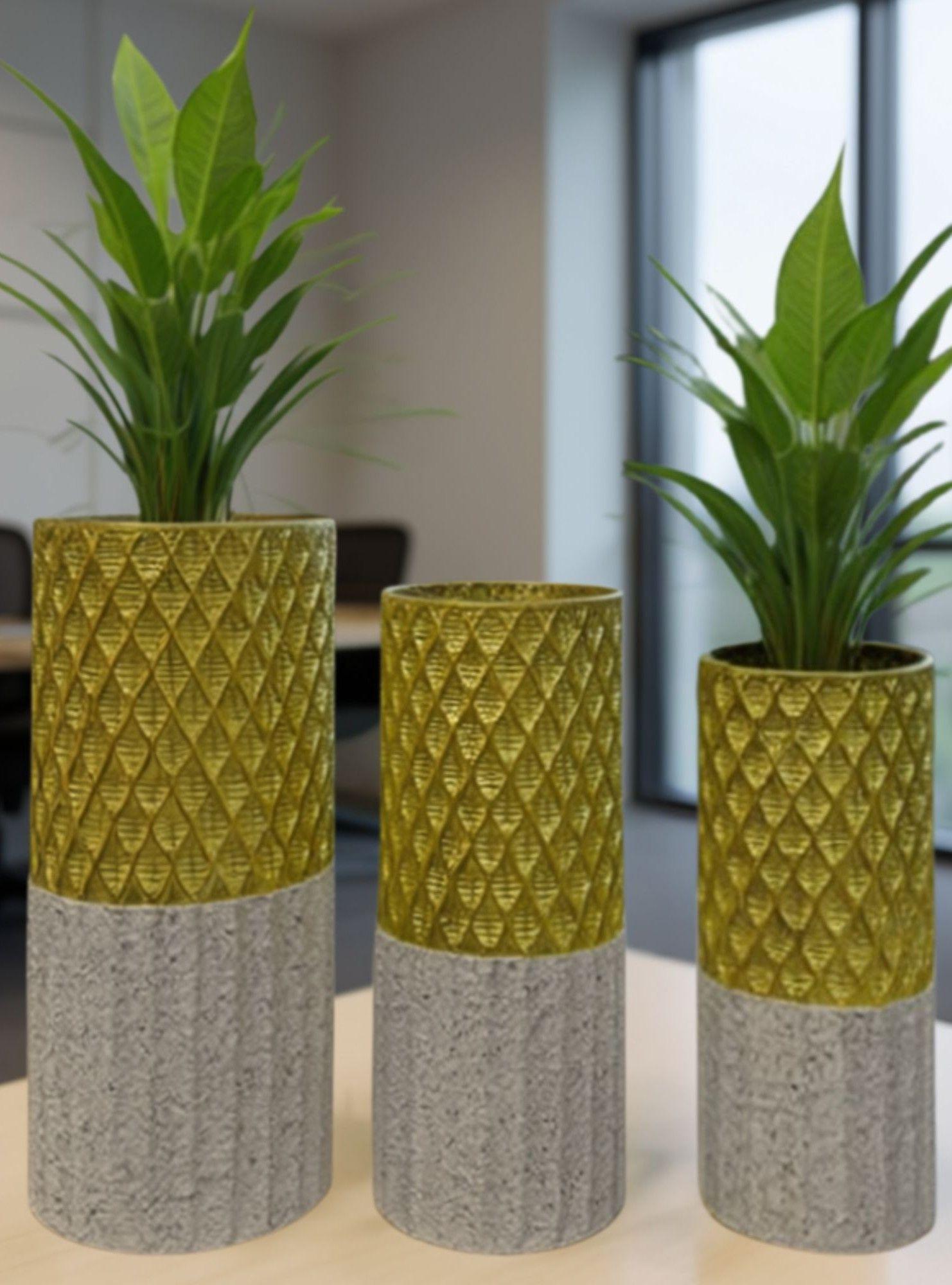 Set 3 Florero Decorativo Geométrico Contraste Textura Jhn-5