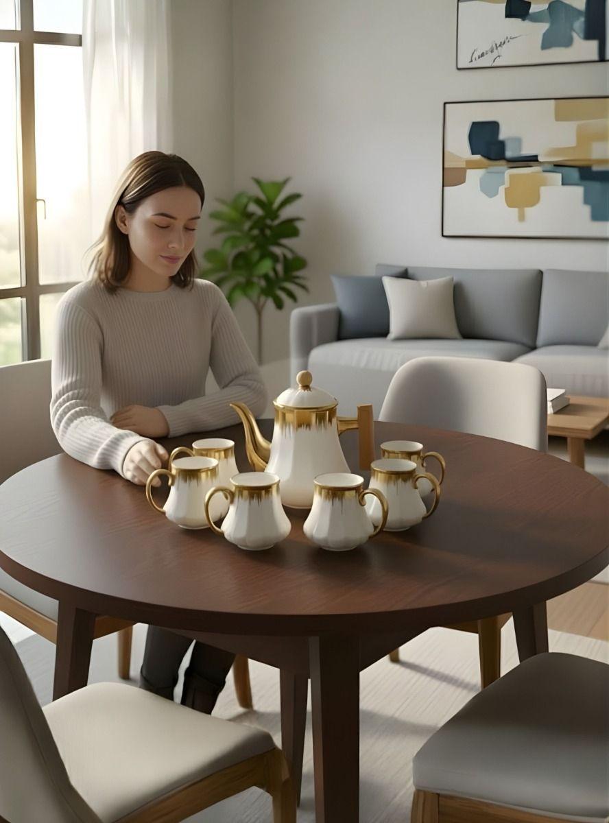 Juego Vajilla Sofisticada Jarra Estilizada 6 Tazas Jhn-2