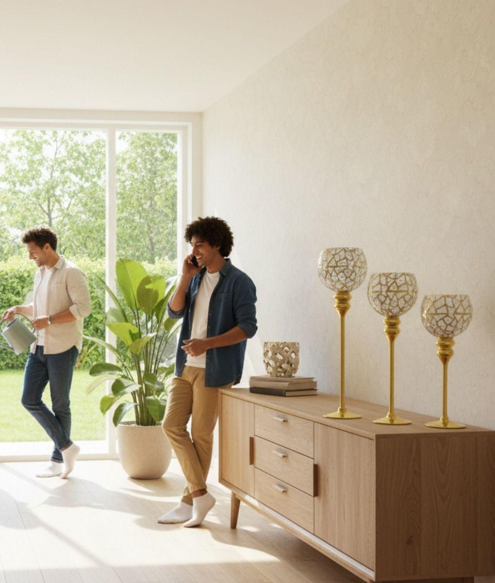 Set 3 Portavelas Copa Lujo Escultural Evento Centro Mesa Jhn-3