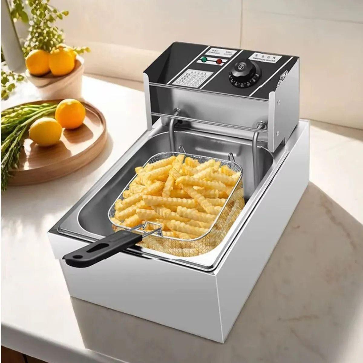 FREIDORA DE ACEITE ACERO INOX 6.5L COCINA RESTAURANTE LAU-1