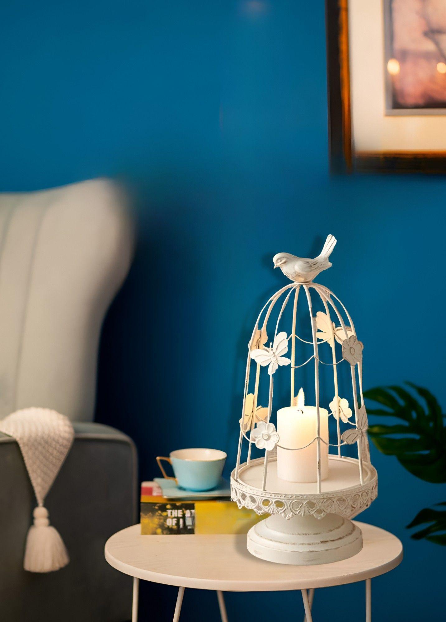 Portavelas Jaula Pájaros Decorativo Multifunción 36cm Jhn-4