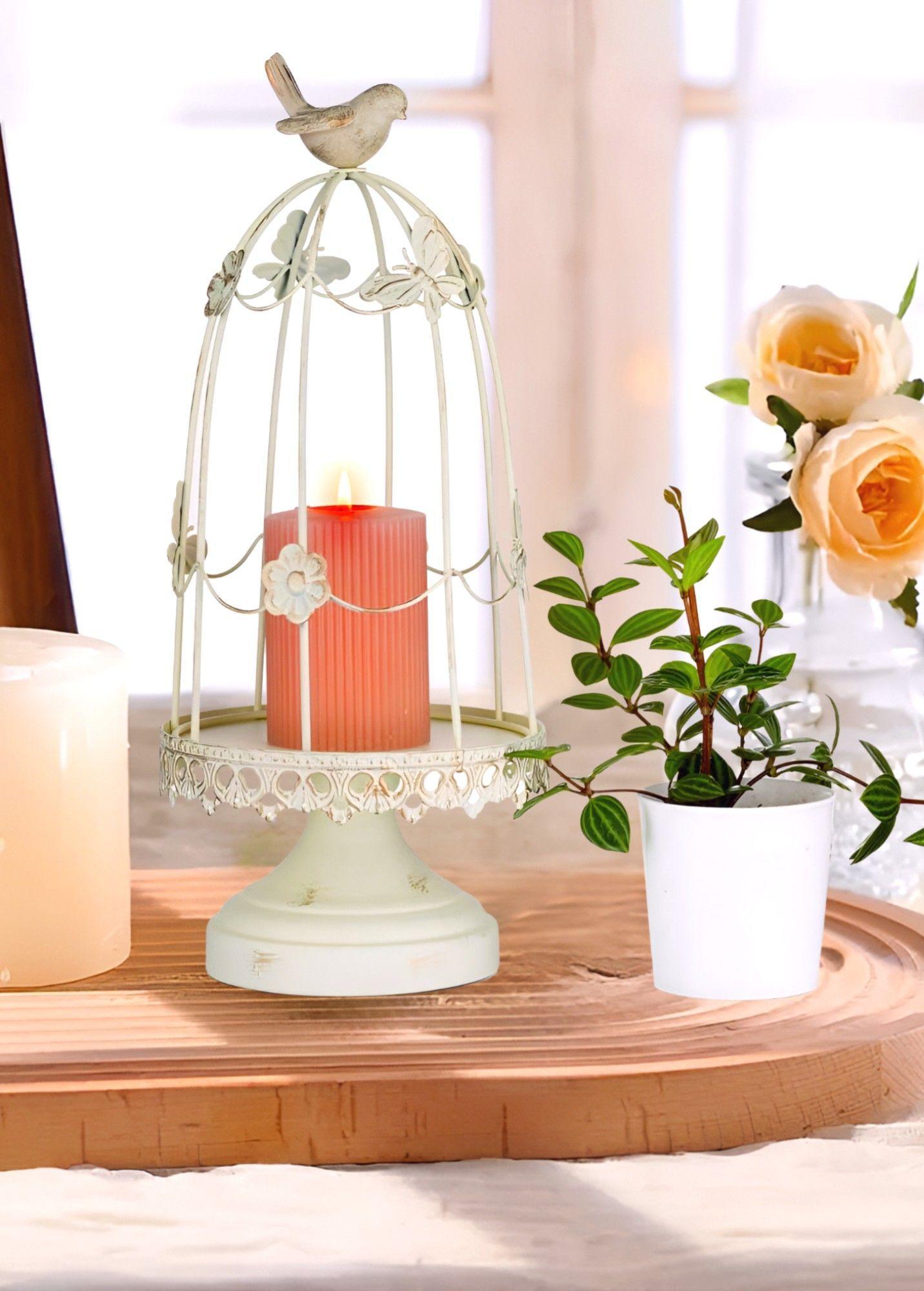 Portavelas Jaula Pájaros Decorativo Multifunción 36cm Jhn-5