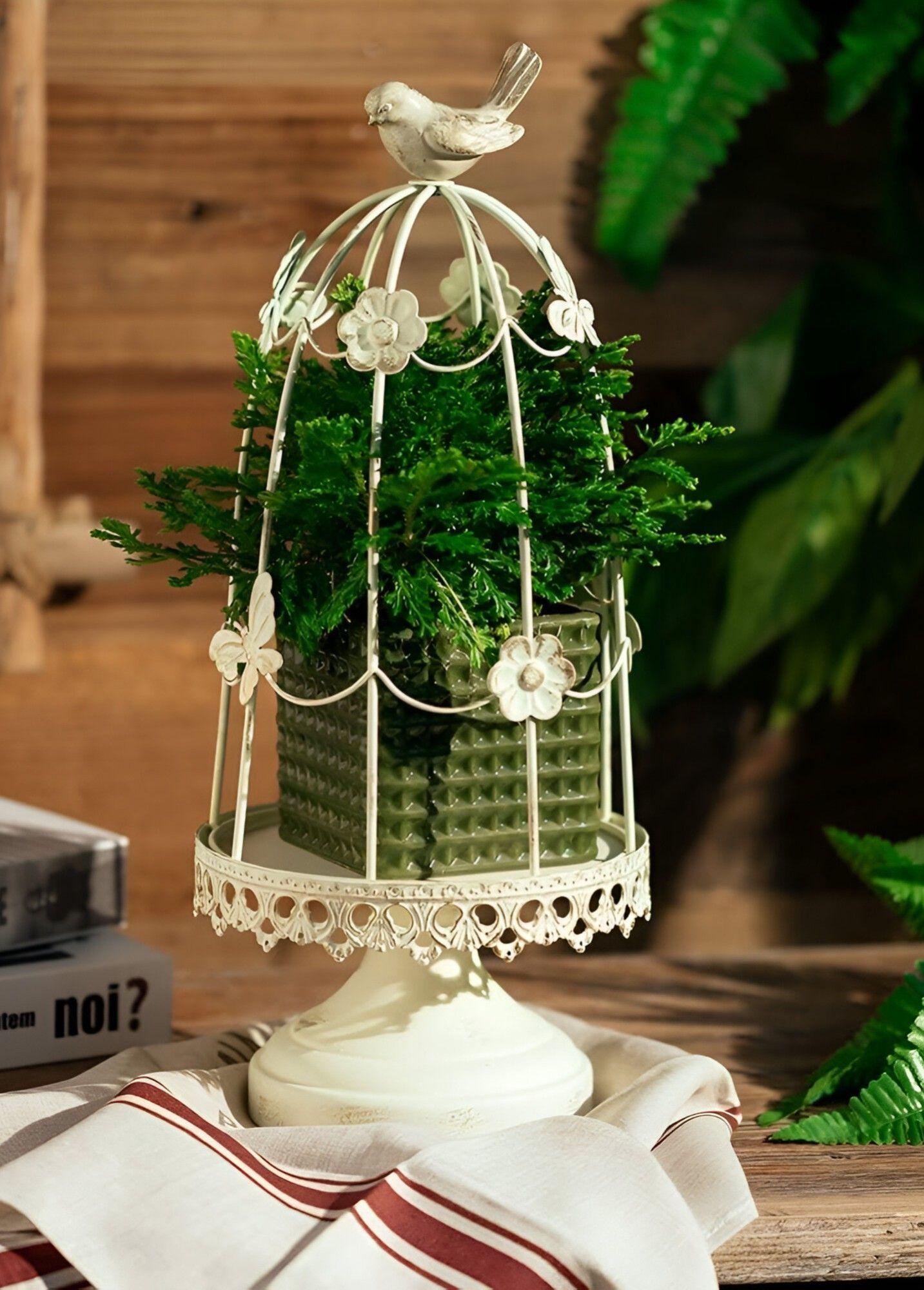 Portavelas Jaula Pájaros Decorativo Multifunción 36cm Jhn-7