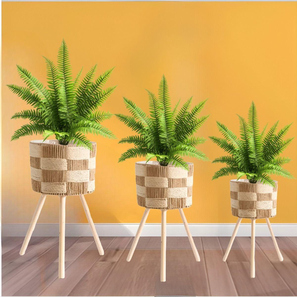 Set De 3 Maceteros Tejidos A Mano Jardín Decoración Jhn-2
