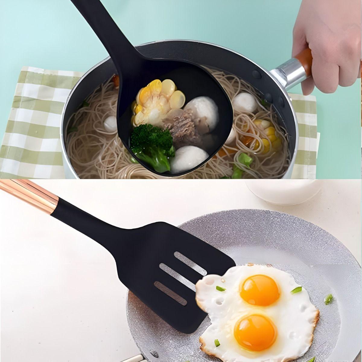 Set 7 Piezas Utensilios Cocina Acero Inoxidable Oro Rosa-7