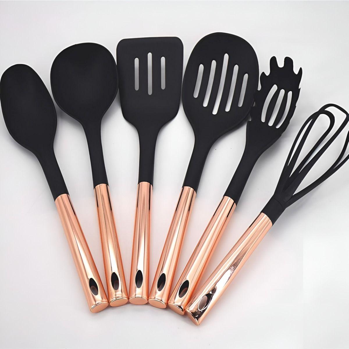 Set 7 Piezas Utensilios Cocina Acero Inoxidable Oro Rosa-8