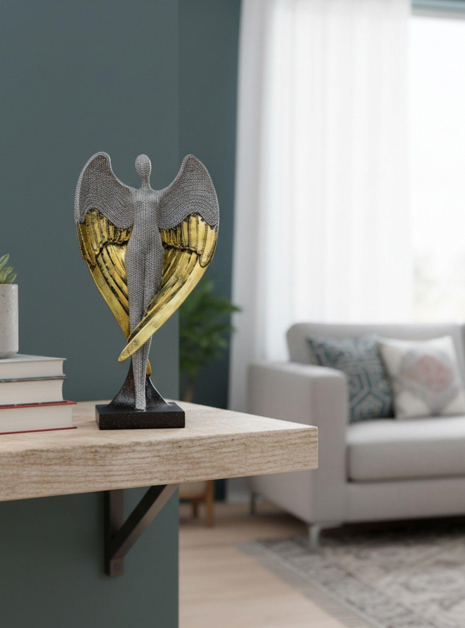 Estatua Ángel Guardián Alado Escultura Decorativa Jhn-3