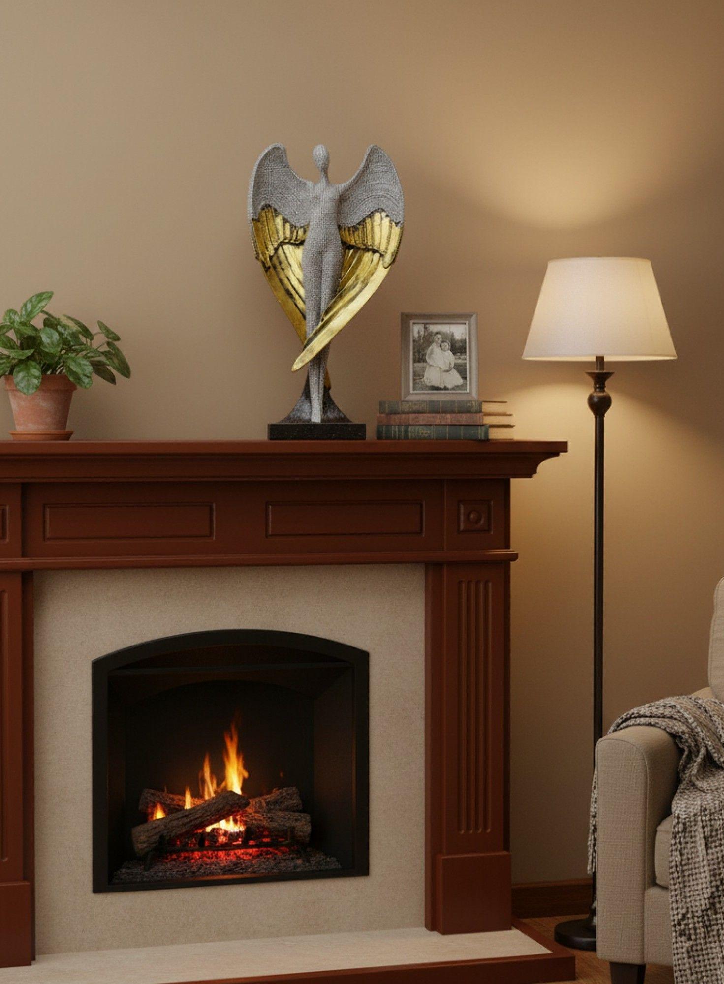 Estatua Ángel Guardián Alado Escultura Decorativa Jhn-4