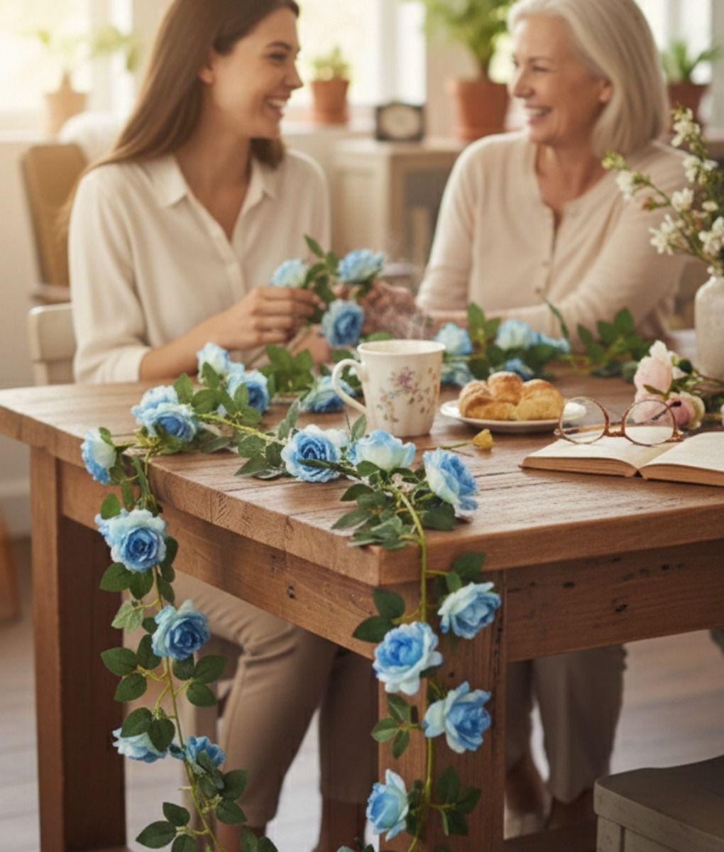 Flores Articiales Rosas Enredadera Elegante Guirnalda Jhn-3