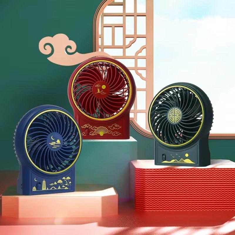 Ventilador Mini Portatil Mesa Recargable Retro Chino Lau-2
