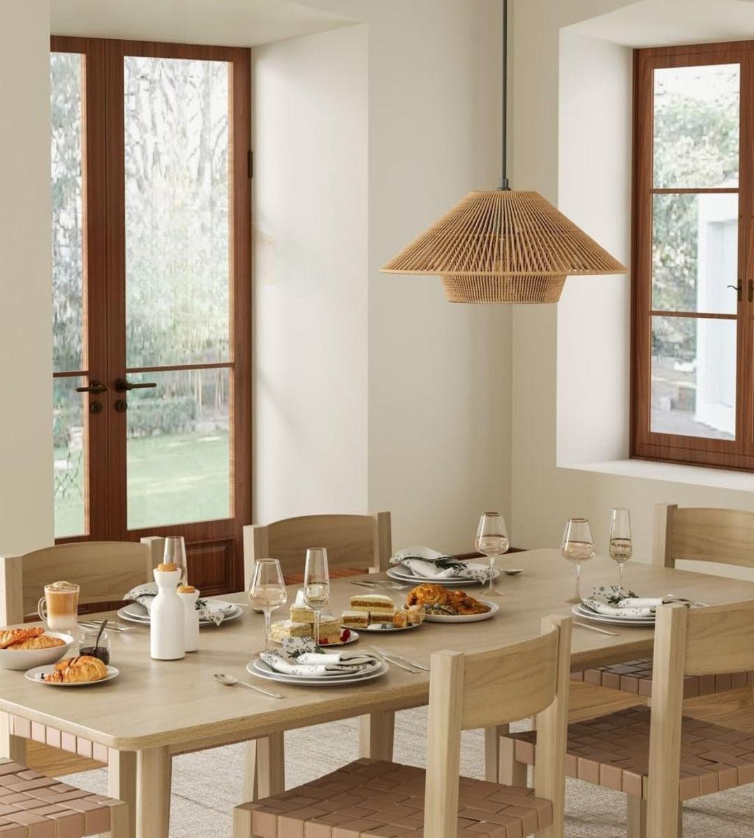 Lámpara Colgante Bohemia Ratán Cáñamo Rústica 60cm Jhn-8