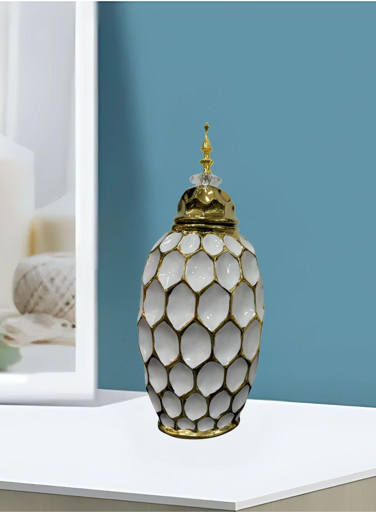 Potiche Jarrón Decorativo Patrón Panal Textura Jhn-4