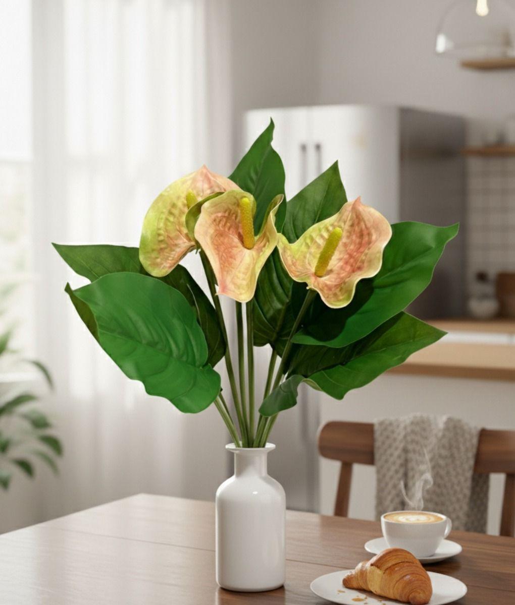 Set 3 Flores Artificiales Ramo Exótico Calas Anturios Jhn-7