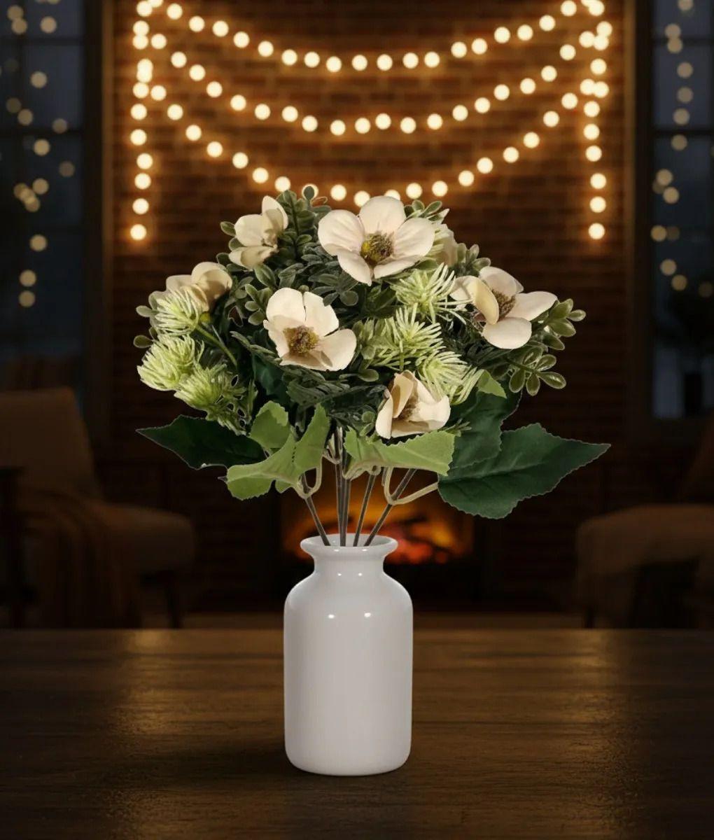 Set 5 Flores Artificiales Ramo Decorativo Magnolia Cardo Jhn-9