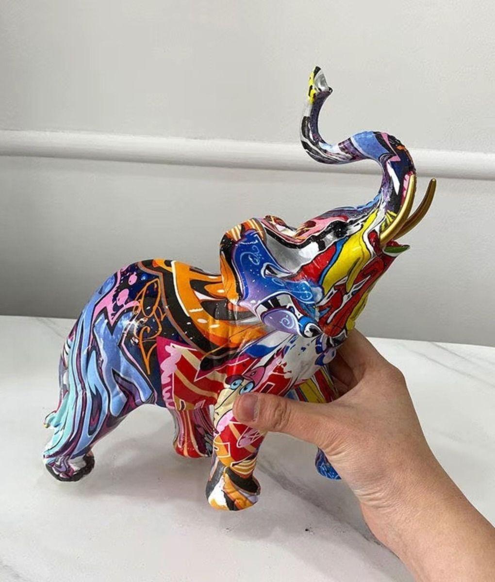 Figura Decorativa Elefante Estatua Colorida Hogar Adorno Jhn-4