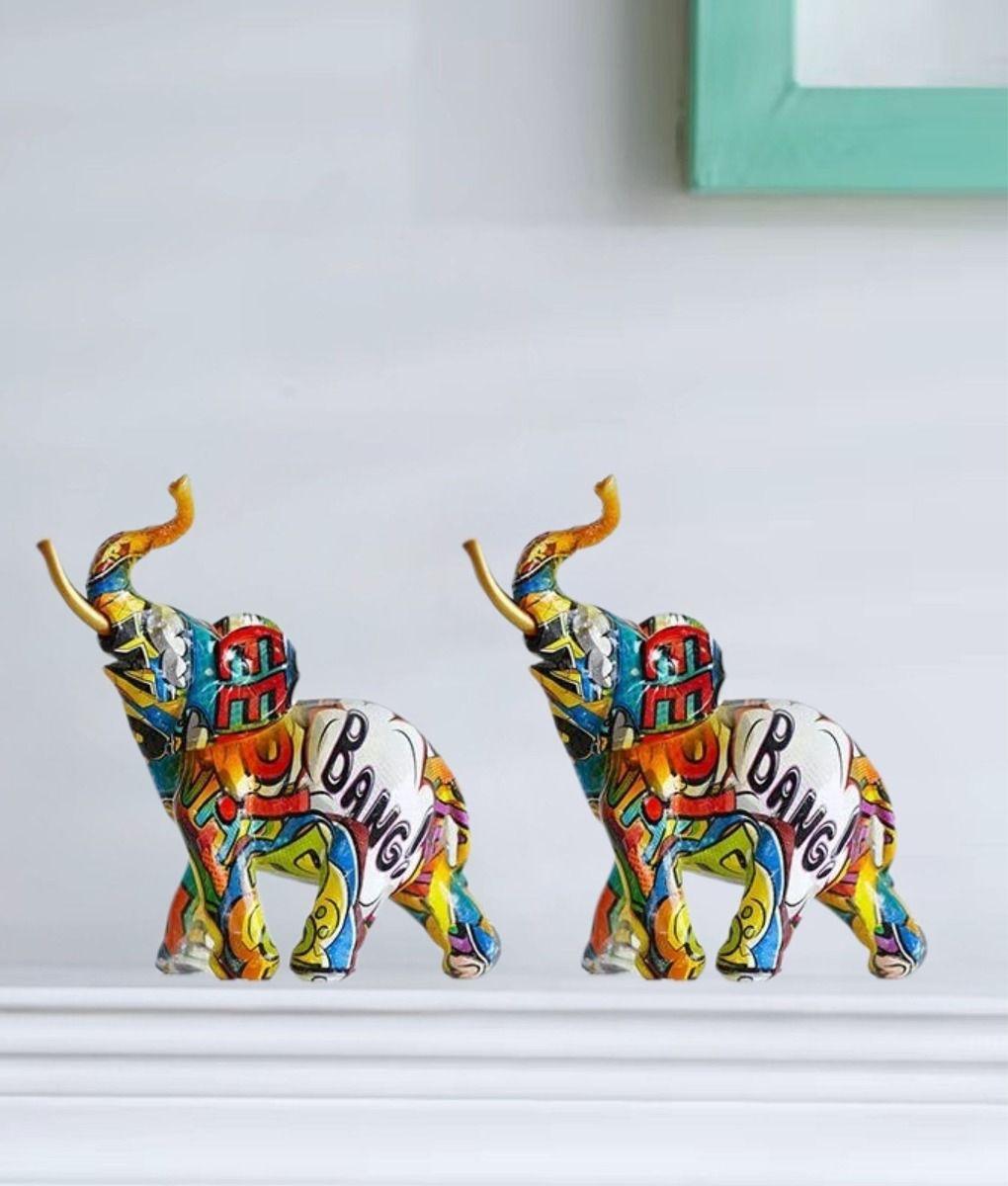 Figura Decorativa Elefante Estatua Colorida Hogar Adorno Jhn-8