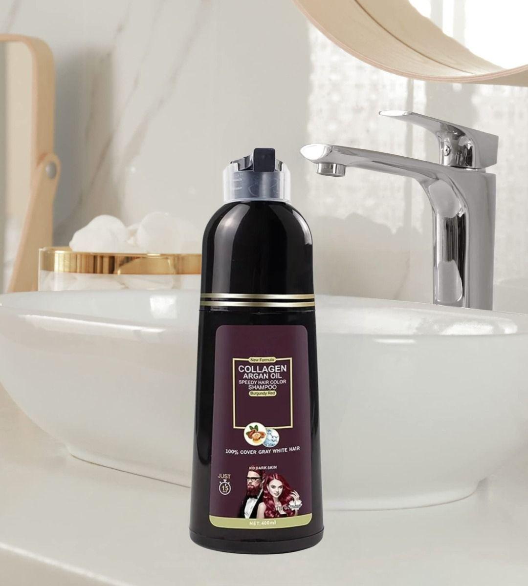 Shampoo Tinte Rojo Cubre Canas Suaviza Repara Cabello Jhn-6