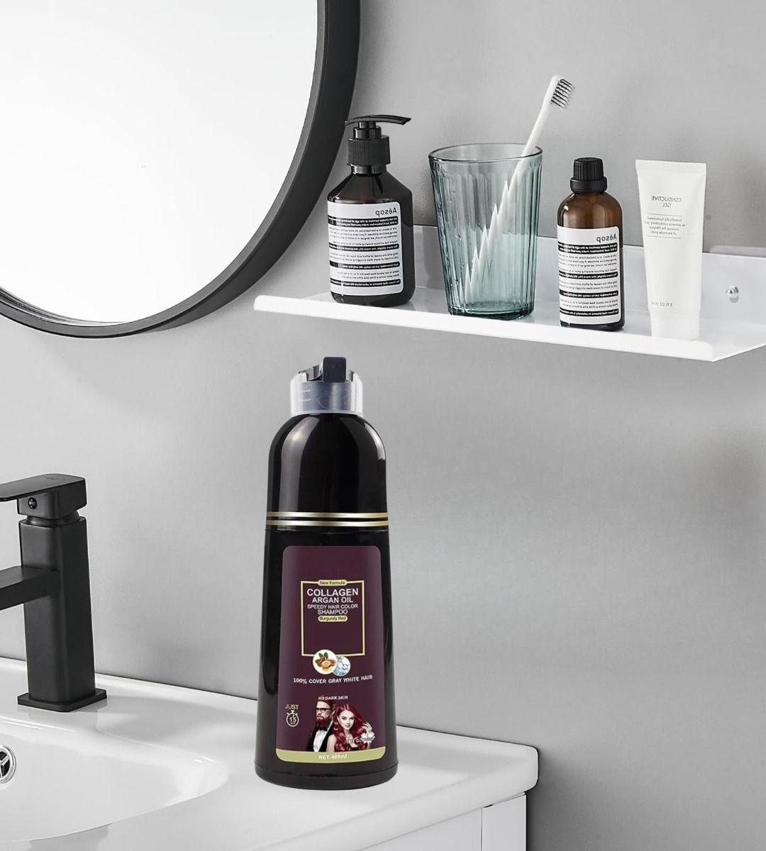 Shampoo Tinte Rojo Cubre Canas Suaviza Repara Cabello Jhn-9
