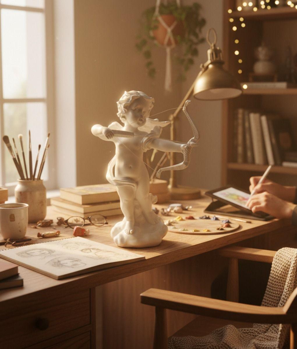 Estatua Decorativa Ángel Cupido Escultura Adorno Hogar Jhn-8