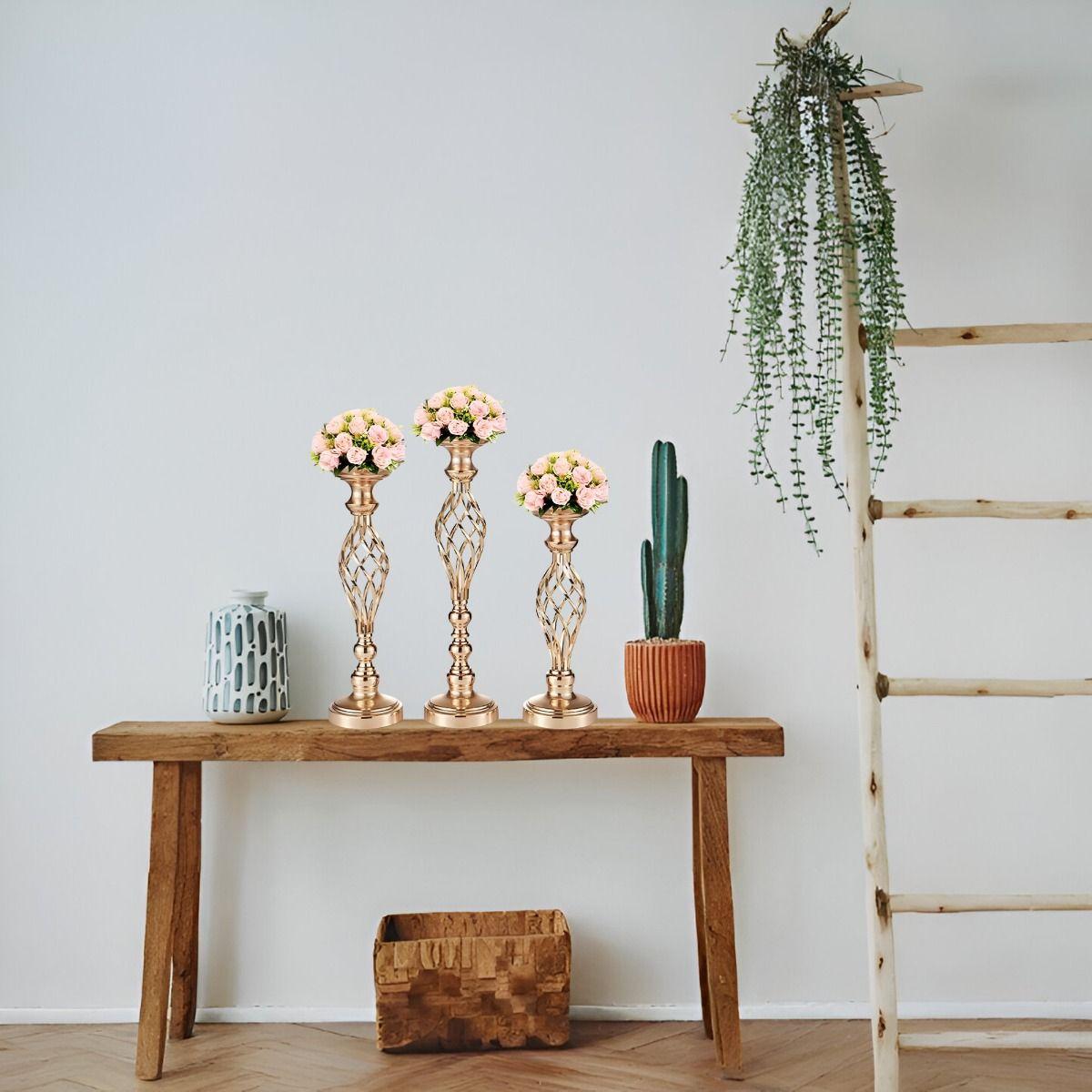 Portavelas Centro Mesa Candelabro Decoración 49cm Jhn-5