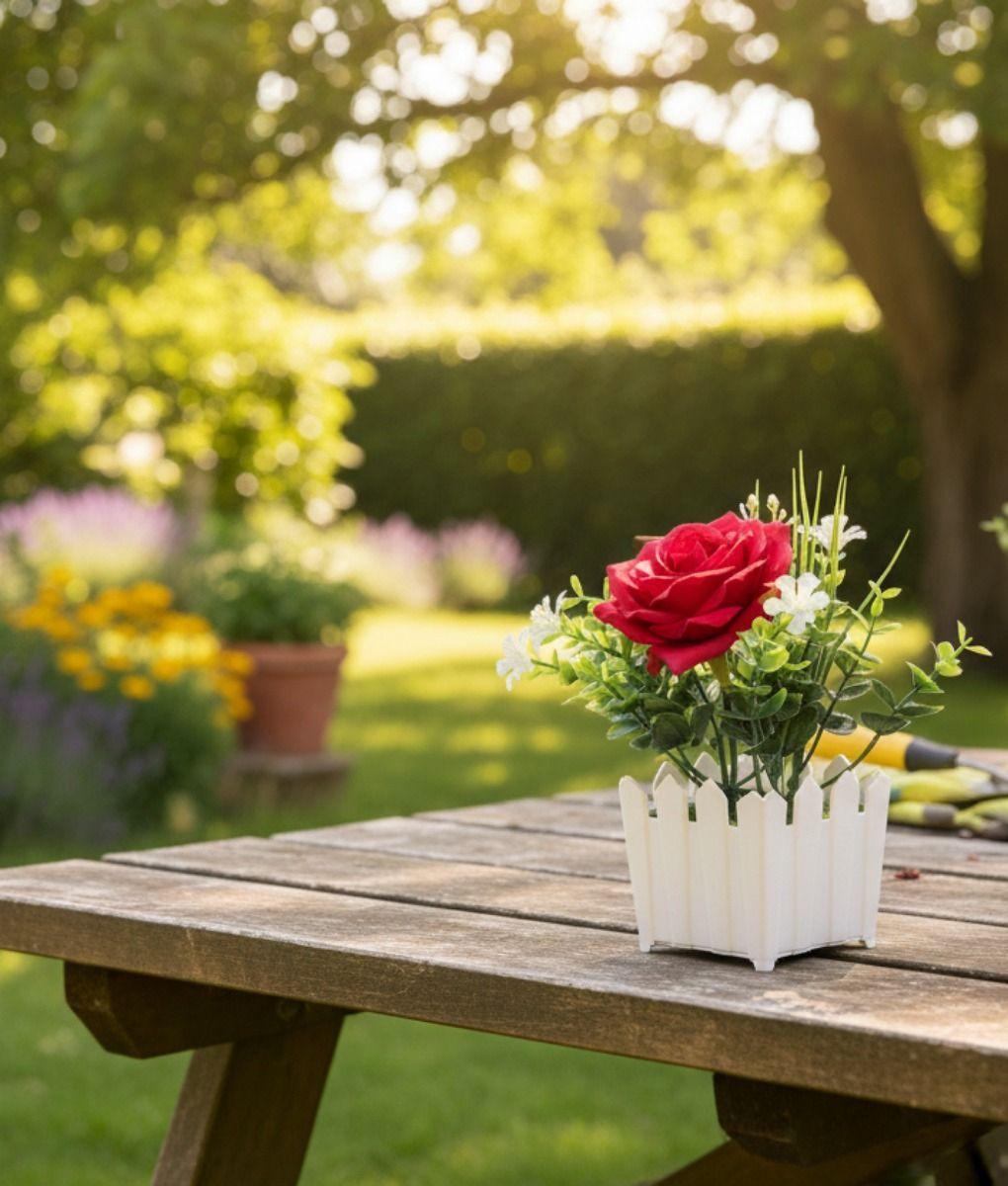 Set 2 Flor Artificial Rosa Valla Encanto Compacto Adorno Jhn-8