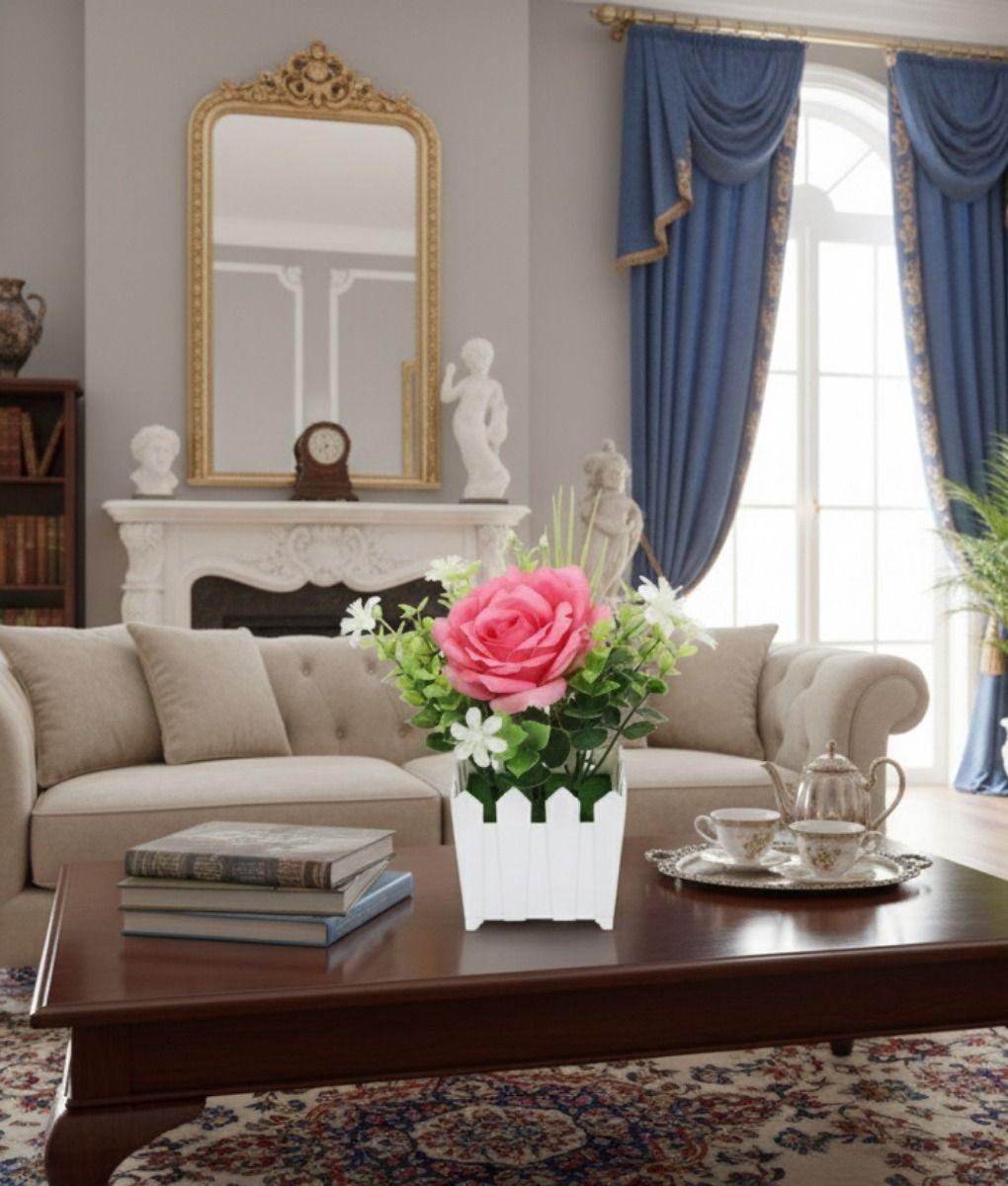 Set 2 Flor Artificial Rosa Valla Encanto Compacto Adorno Jhn-9