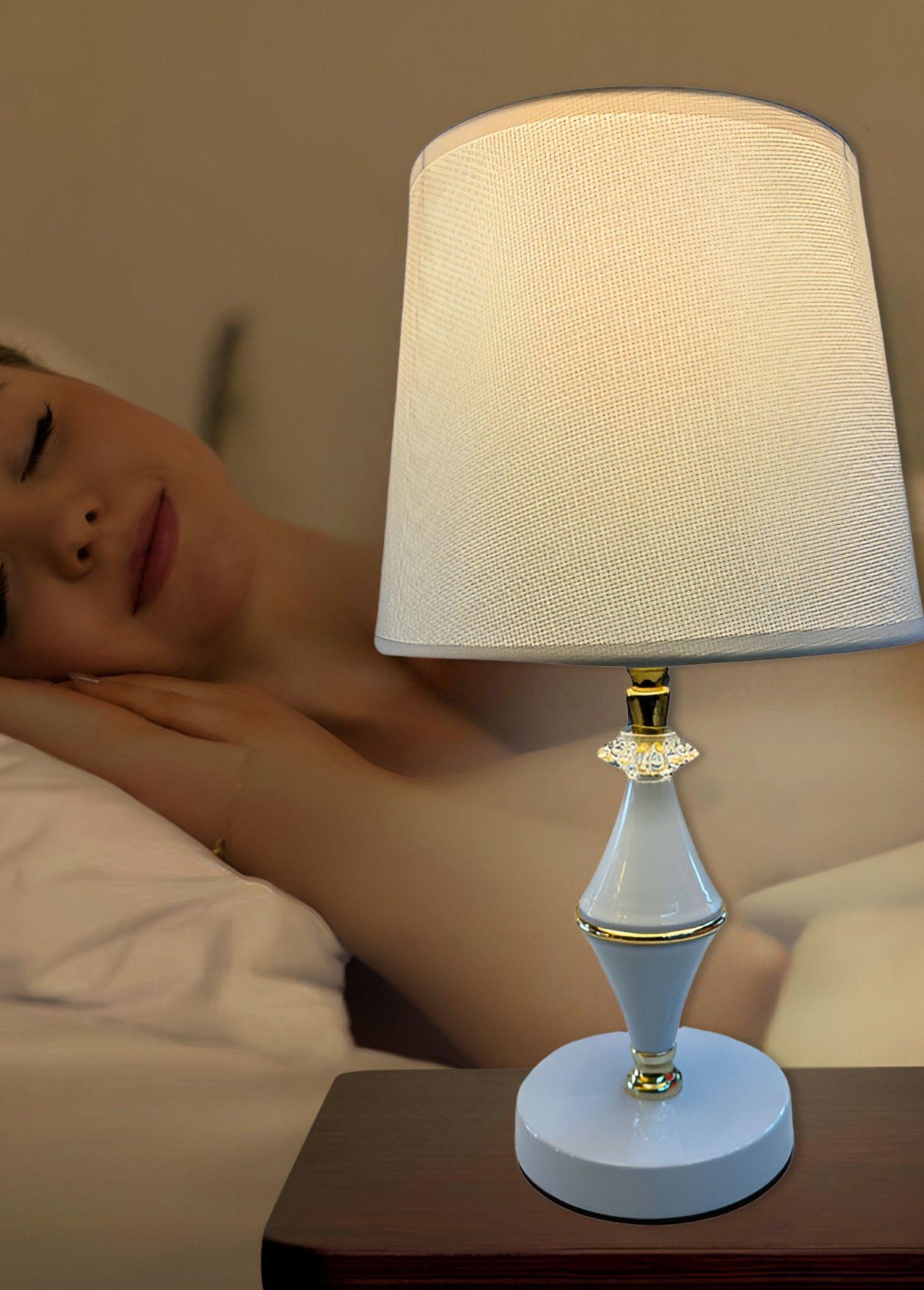 Lámpara Velador Mesa Moderna Dormitorios Blanca Jhn-2