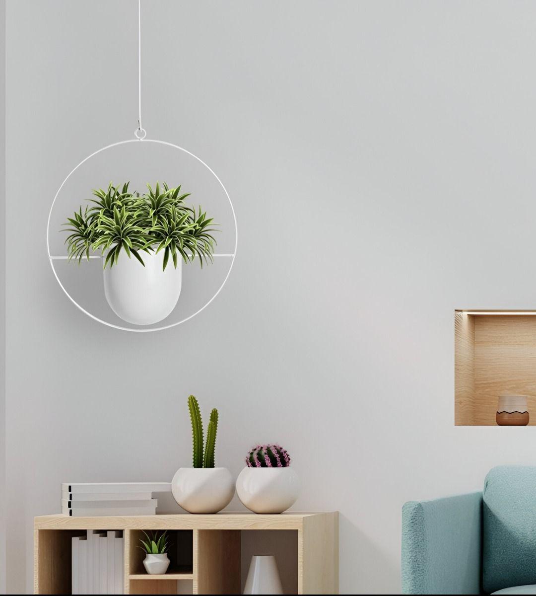 Maceta Colgante Decorativa Plantas Flores Blanca Jhn-5