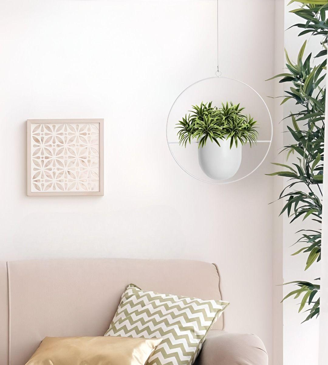 Maceta Colgante Decorativa Plantas Flores Blanca Jhn-8