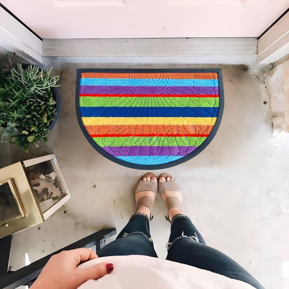 Set de 4 Alfombra Arcoiris Hogar Entrada Antideslizante Jhn-2