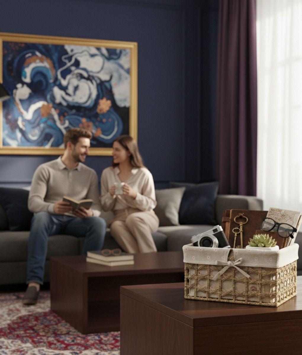 Canasto Decorativo Cesto Organizador Rústico Natural Jhn-2