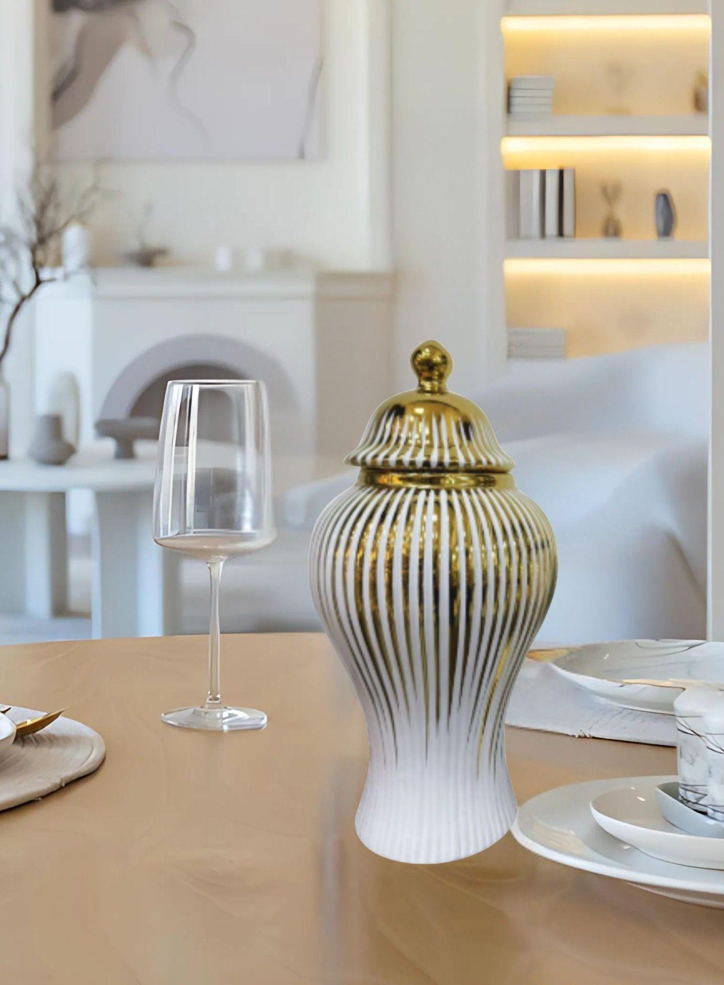 Potiche Jarrón Elegante Recipiente Decorativo Tapa Jhn-4