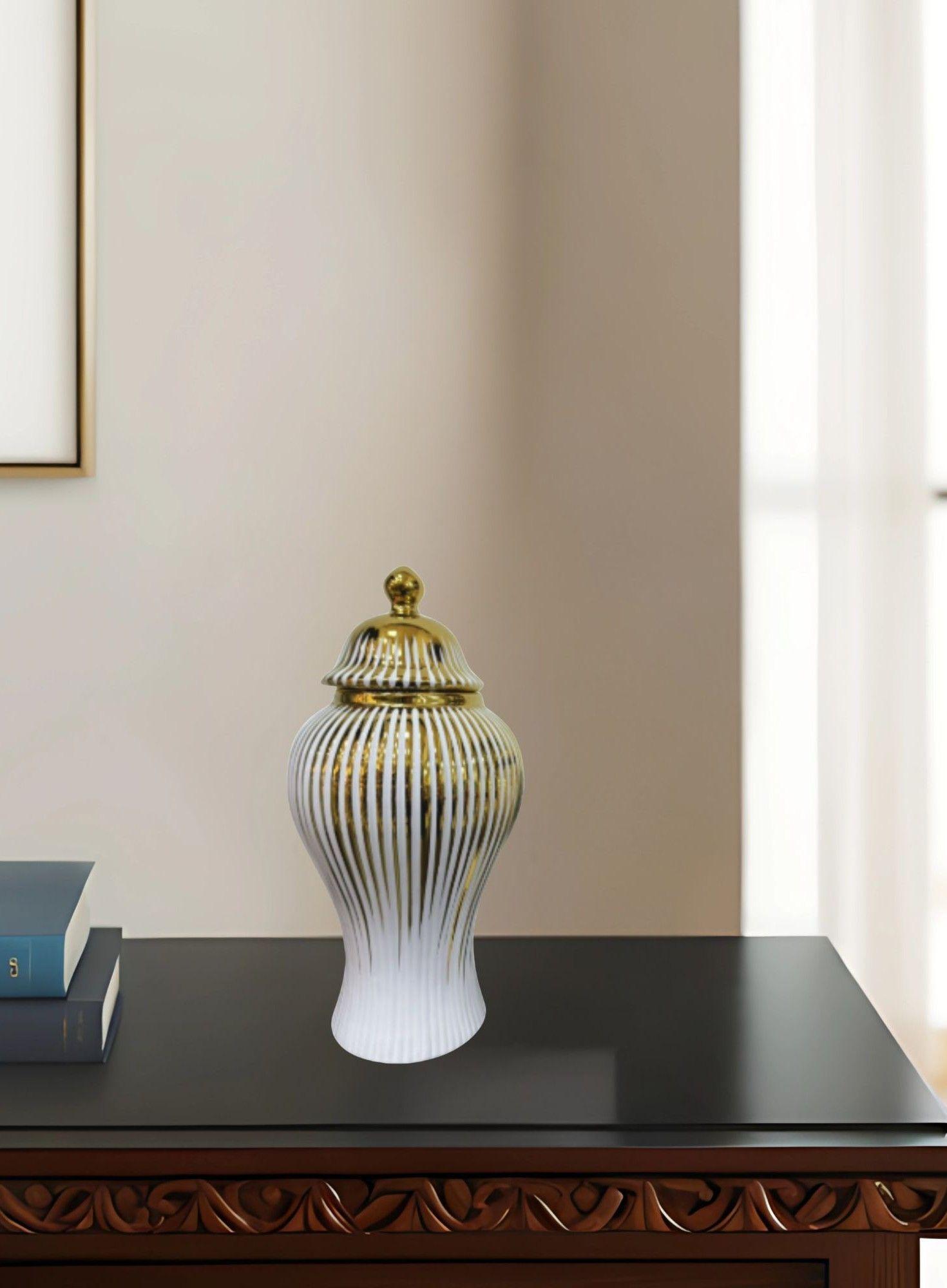 Potiche Jarrón Elegante Recipiente Decorativo Tapa Jhn-5