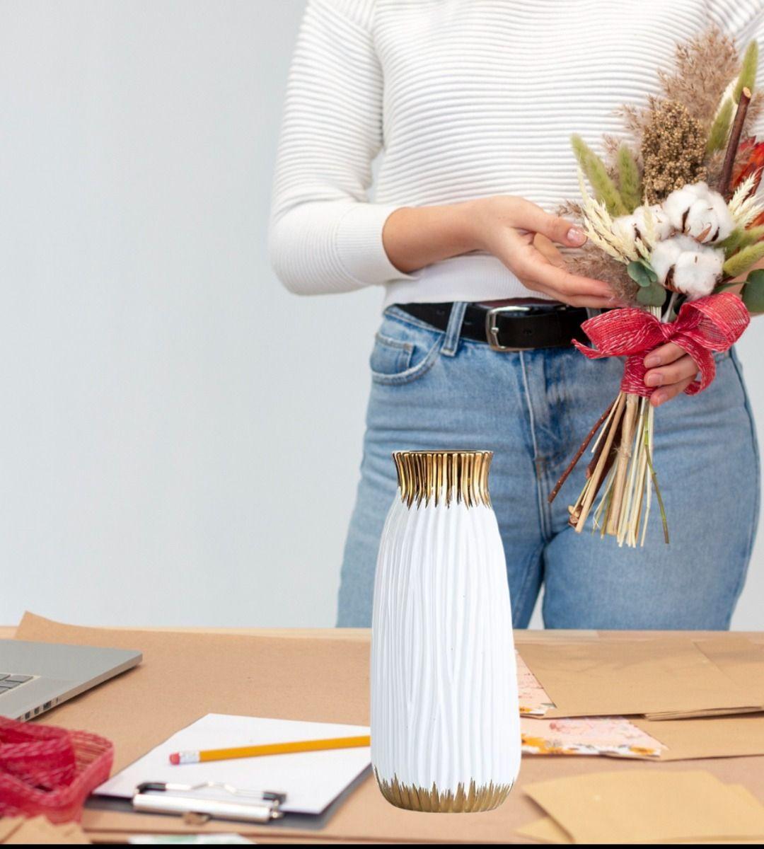 Florero Jarrón Cilíndrico Decorativo Moderno hogar 24cm Jhn-3