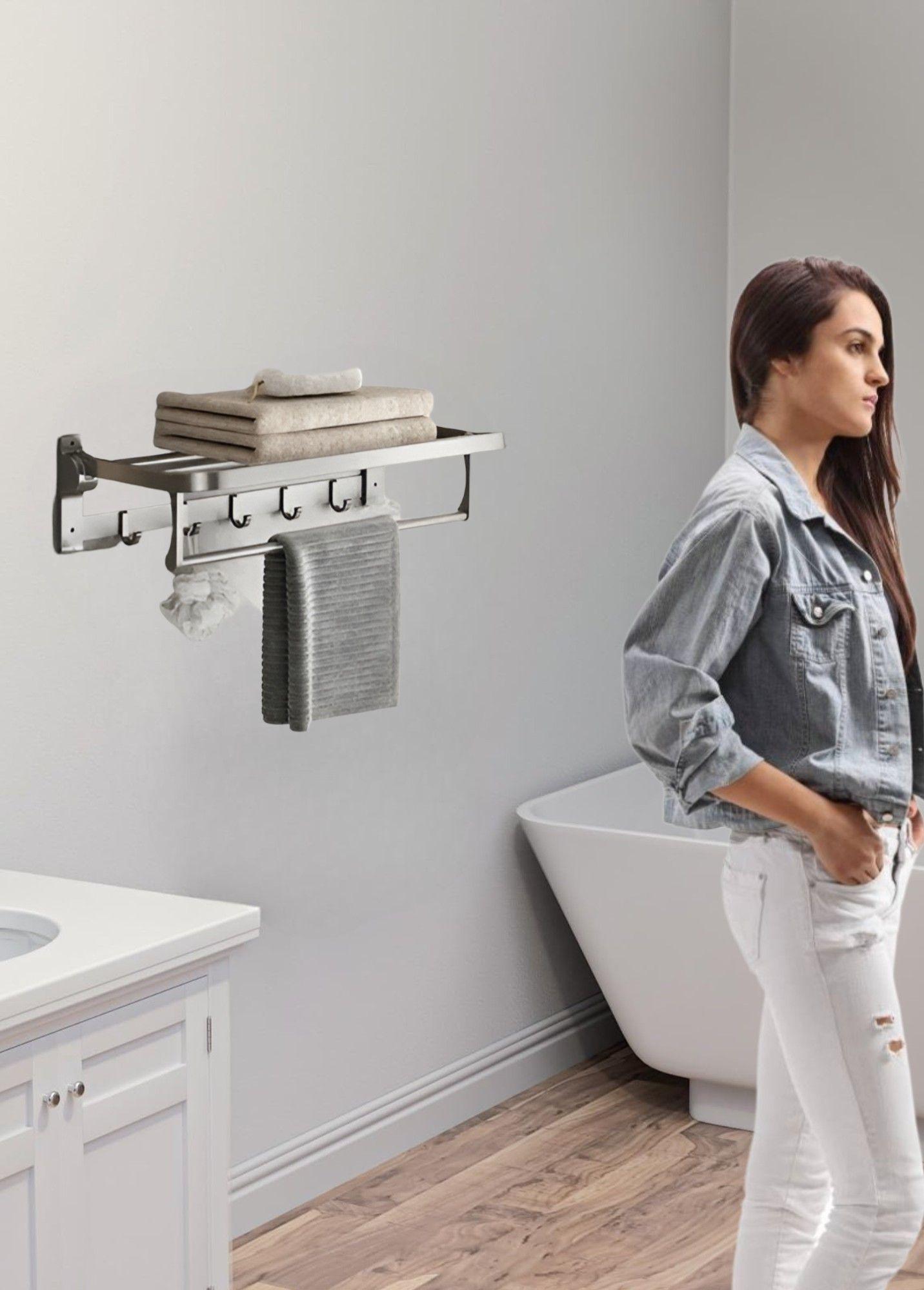 Toallero Baño Barra Múltiple Soporte Plegable Doble Jhn-3