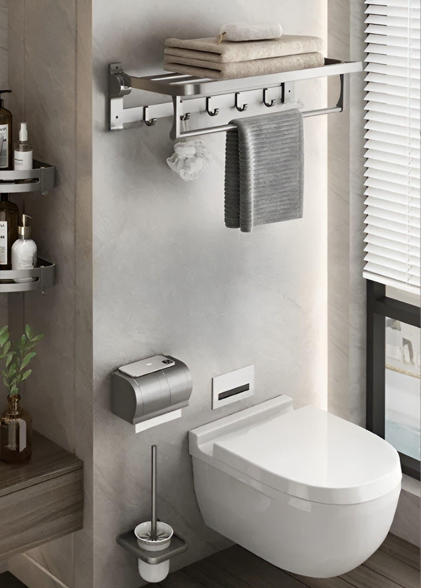 Toallero Baño Barra Múltiple Soporte Plegable Doble Jhn-5