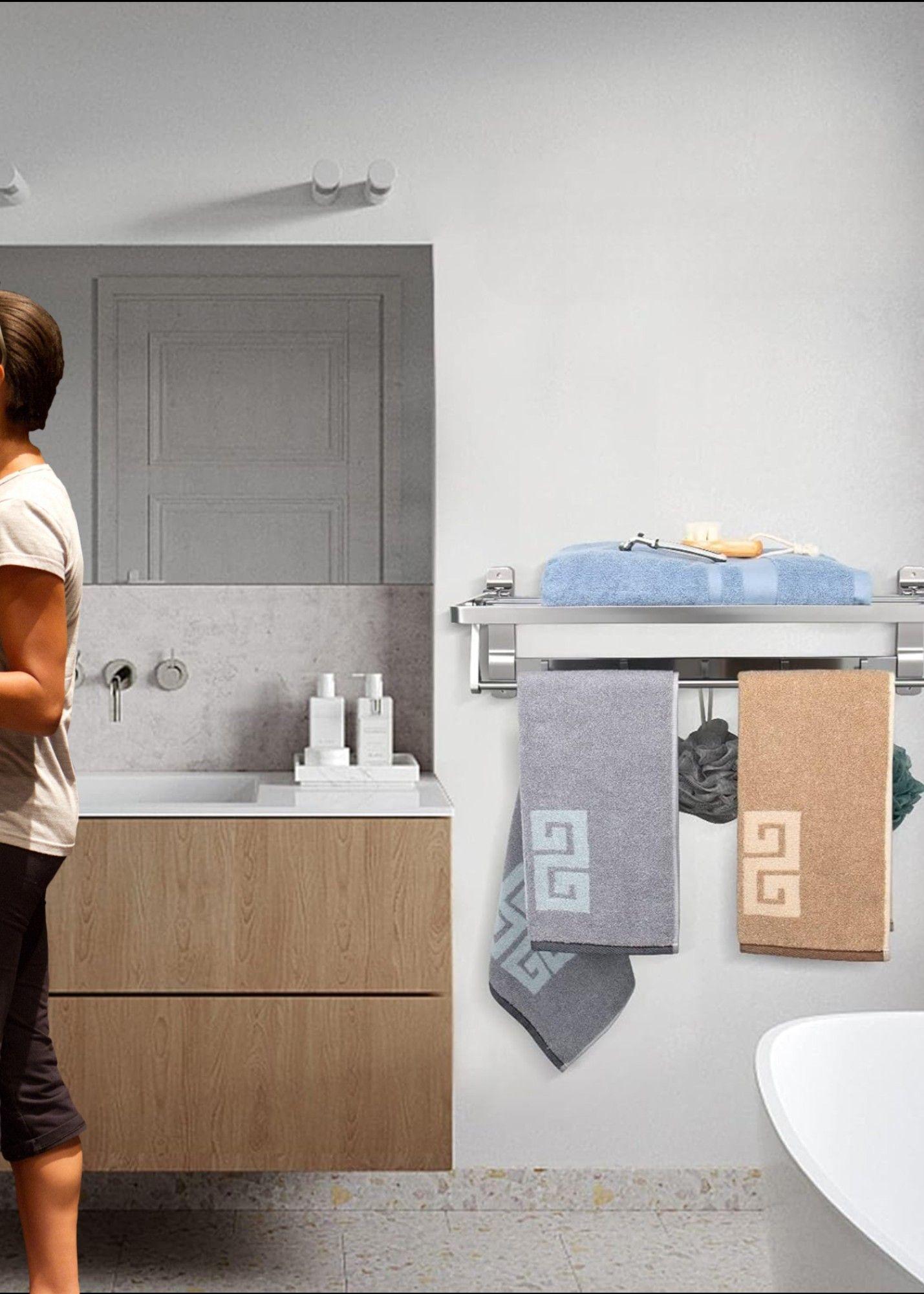 Toallero Baño Barra Múltiple Soporte Plegable Doble Jhn-7