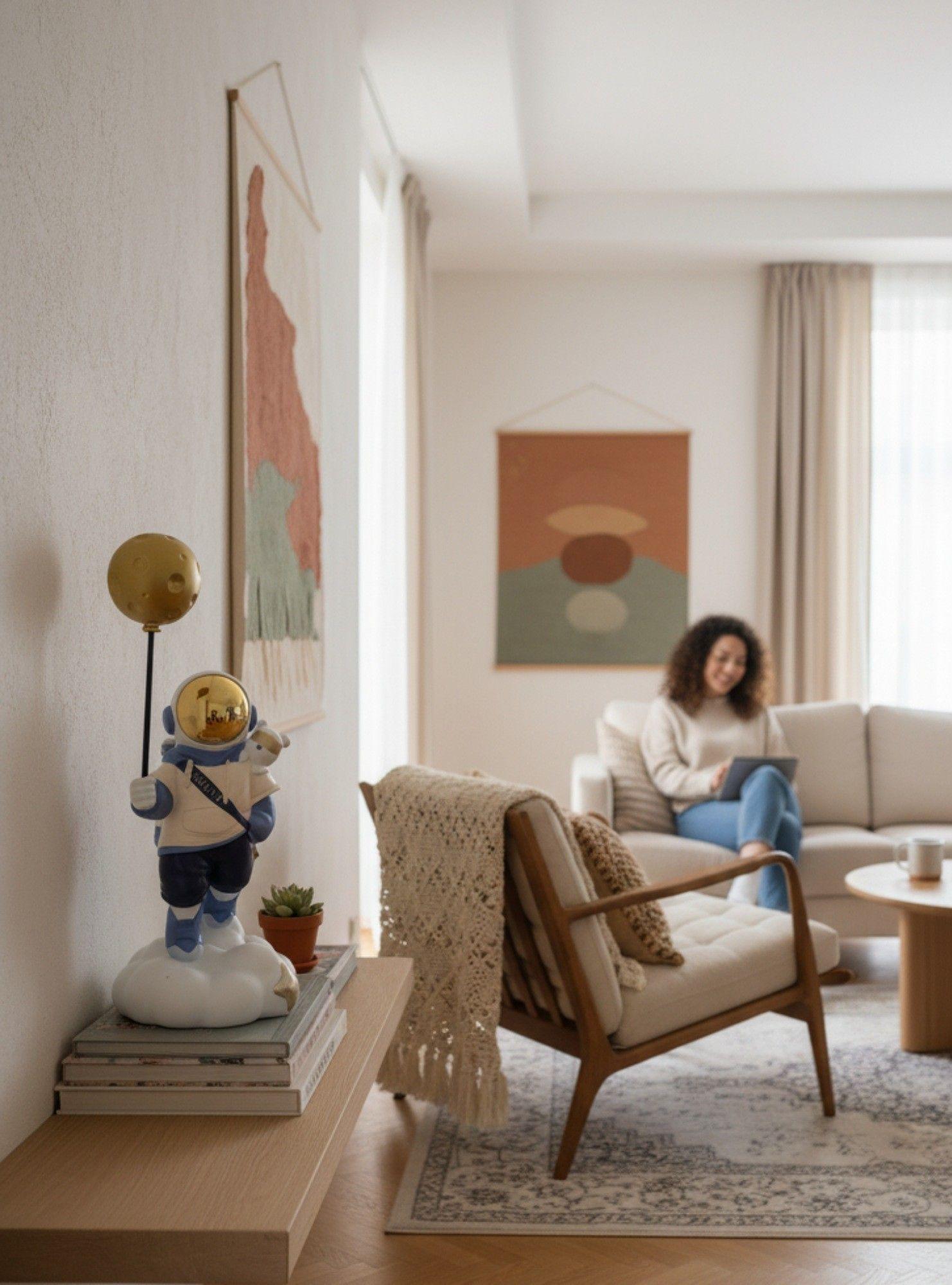 Figura Decorativa Viaje Luna Estatua Fantasía Cósmica Jhn-3