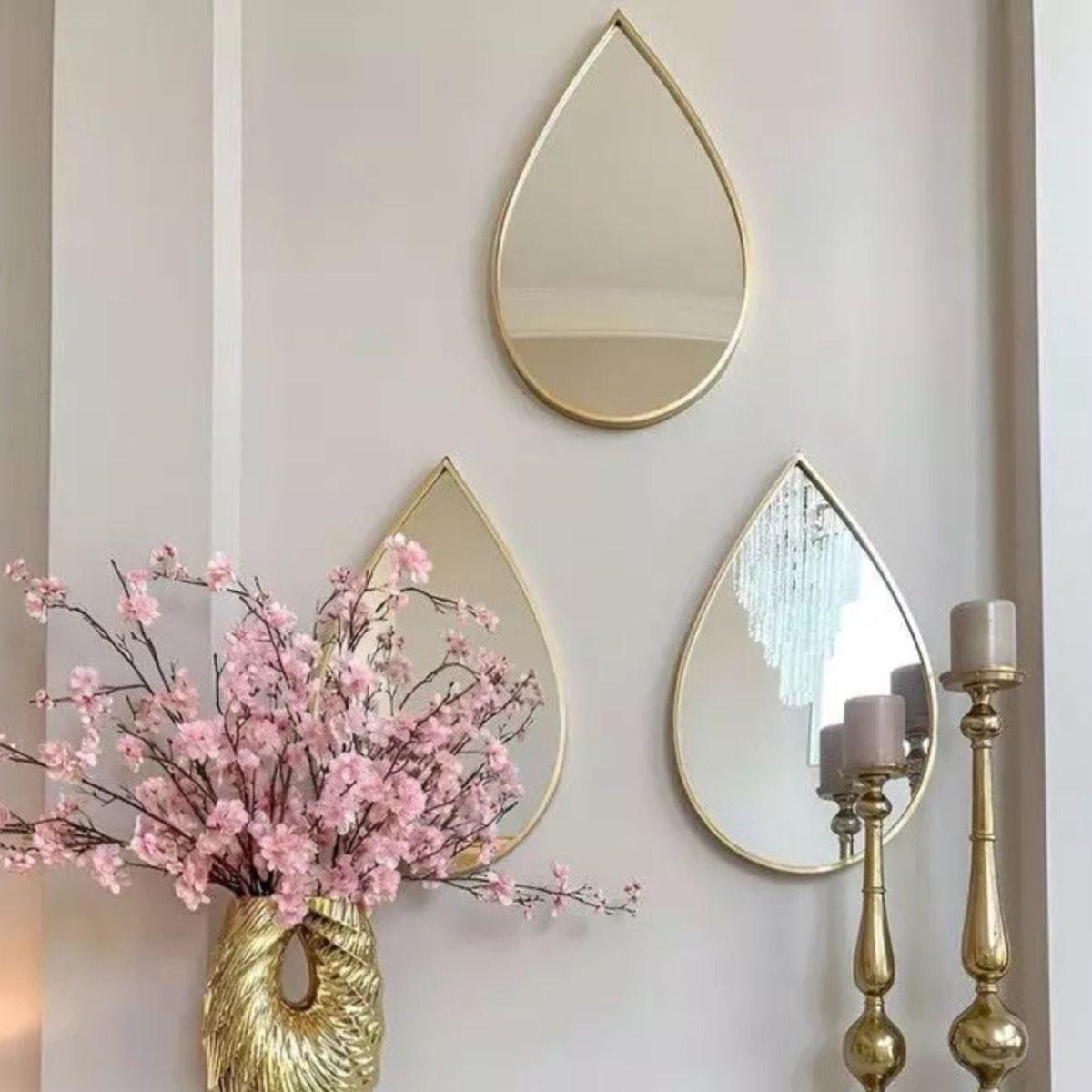 Set 3 Espejo Pared Decorativo Forma Gota Adorno Colgante Jhn-4