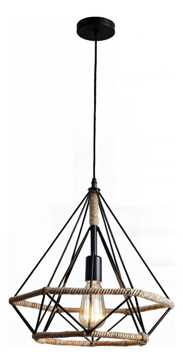 Lámpara Colgante Techo Diamante Decorativo Cuerda Metal Jhn-0