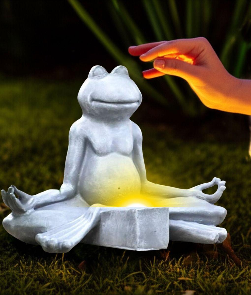 Figura Decorativa Solar Rana Yoga Jardín Meditación Jhn-2