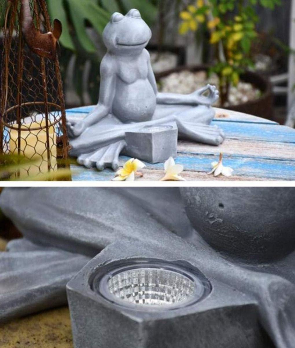 Figura Decorativa Solar Rana Yoga Jardín Meditación Jhn-4