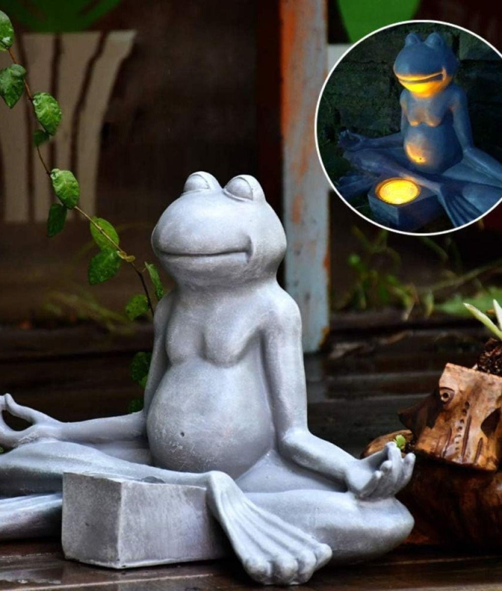Figura Decorativa Solar Rana Yoga Jardín Meditación Jhn-5