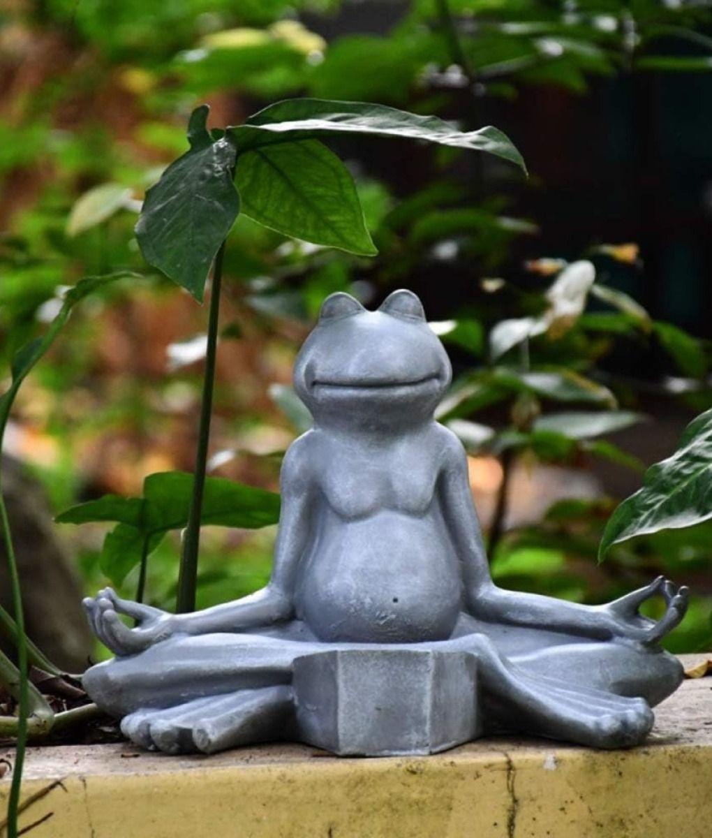 Figura Decorativa Solar Rana Yoga Jardín Meditación Jhn-6