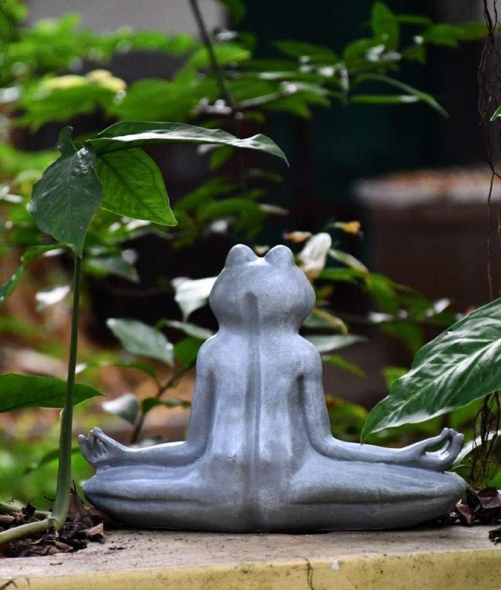 Figura Decorativa Solar Rana Yoga Jardín Meditación Jhn-7