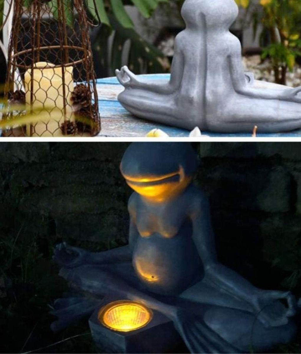 Figura Decorativa Solar Rana Yoga Jardín Meditación Jhn-9